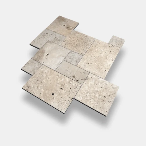 Przejdź do produktu Trawertyn Blend Mix Bębnowany French Pattern 12mm 1kpl= 0,742m2