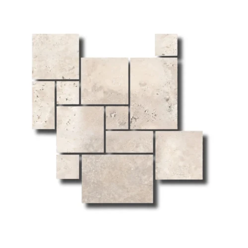Przejdź do produktu Trawertyn Super Light Bębnowany Szlif French Pattern 12mm 1kpl= 0,742m2