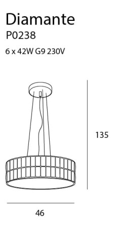 MAXLIGHT P0238 LAMPA WISZĄCA DIAMANTE DUŻA 46 cm