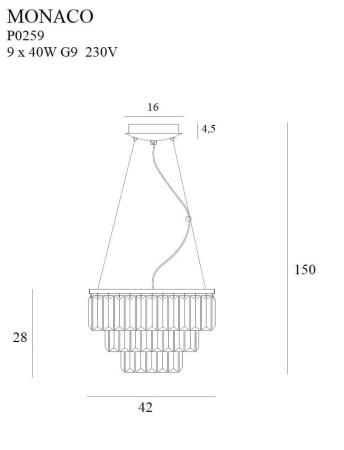MAXLIGHT P0259 LAMPA WISZĄCA MONACO Ø 42 cm