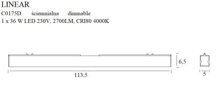 MAXLIGHT C0175D LAMPA SUFITOWA LINEAR BLACK 36W 3000K ŚCIEMNIALNA