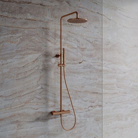 system prysznicowy natynkowy, miedź szczotkowana