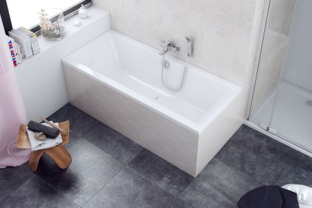 Wanna prostokątna Pryzmat 150x75 cm w białym połysku łączy nowoczesny design z funkcjonalnością. Idealna do łazienki, zapewnia komfort kąpieli oraz elegancki, stylowy wygląd wnętrza.