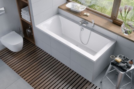 Wanna prostokątna Pryzmat 170x75 cm w białym połysku łączy elegancki design z funkcjonalnością. Idealna do łazienki, zapewnia komfort kąpieli i nowoczesny, stylowy wygląd wnętrza.