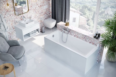 Wanna prostokątna Wave Slim 150x70 cm w białym połysku łączy nowoczesny design z wygodą użytkowania. Idealna do funkcjonalnej i eleganckiej łazienki, zapewnia komfort i styl.