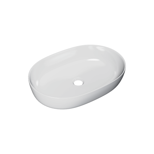 Przejdź do produktu Jima umywalka nablatowa 61x41 cm owalna, biały połysk