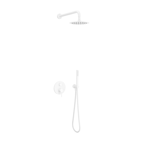 Przejdź do produktu PI zestaw prysznicowo-wannowy podtynkowy 2 funkcyjny z deszczownicą 20 cm, biały mat