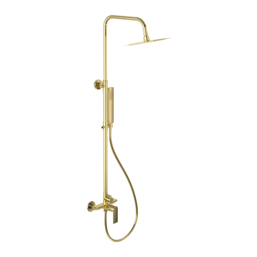 Przejdź do produktu Glad Rain zestaw prysznicowy ścienny z deszczownicą 25 cm, złoty połysk