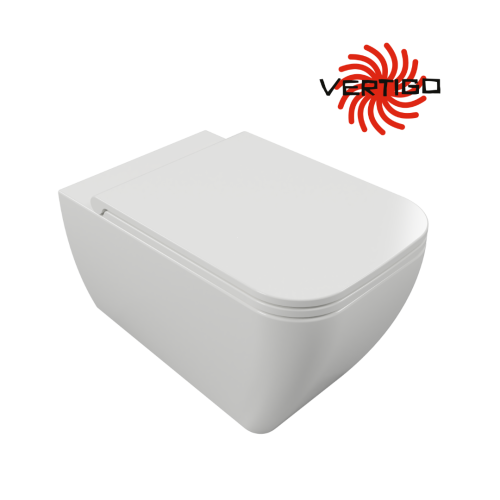 Przejdź do produktu Quadra Vertigo zestaw miska WC bezrantowa, z deską wolnoopadającą slim, biały połysk