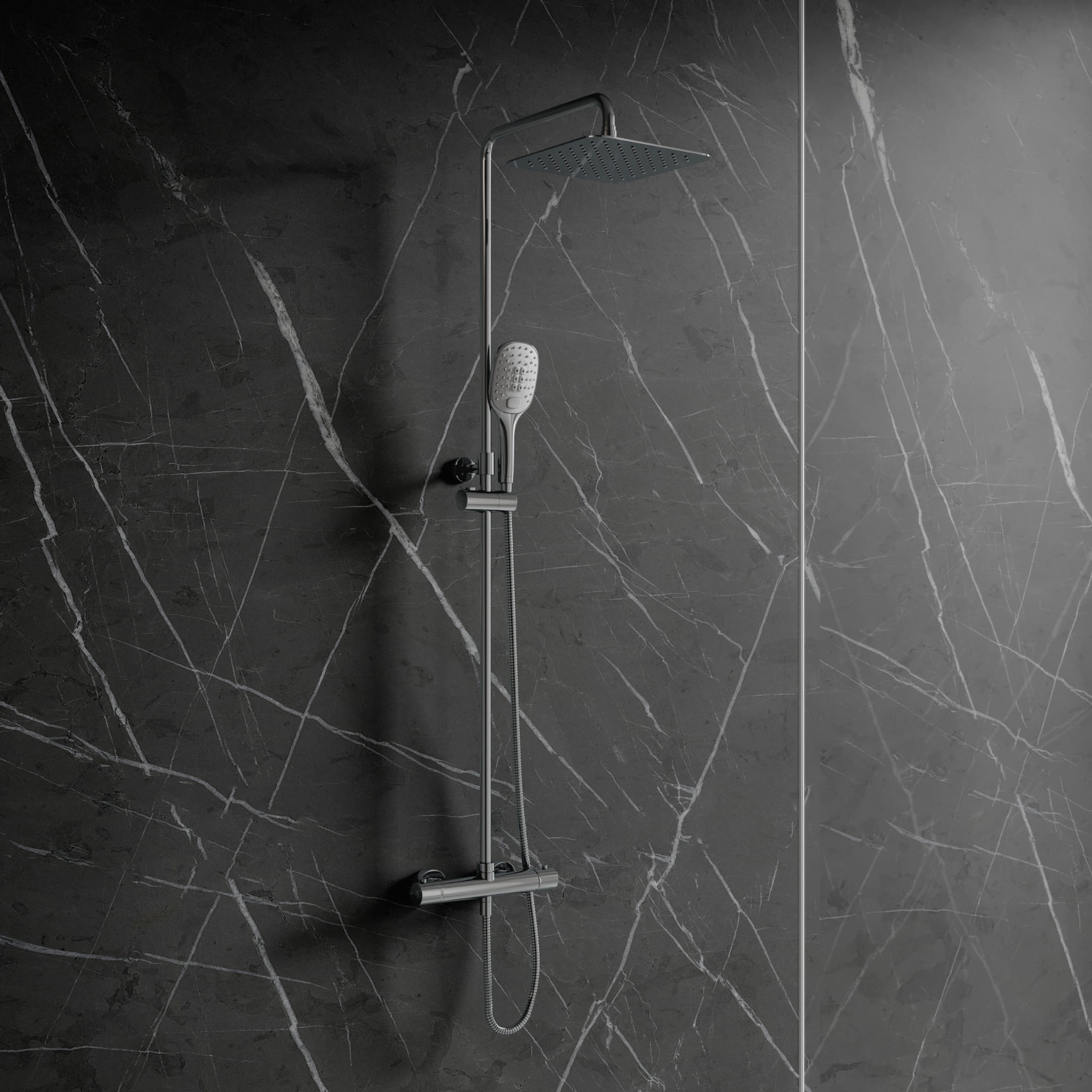 UNI termostatyczny system prysznicowy natynkowy, chrom połysk